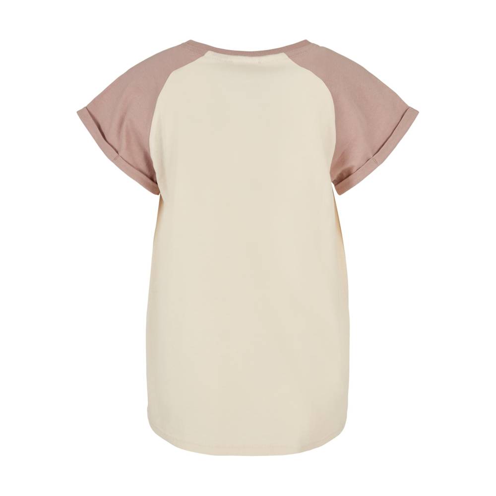 Urban Classics - Contrast Raglan Kinder TShirt - Beige/Rosa